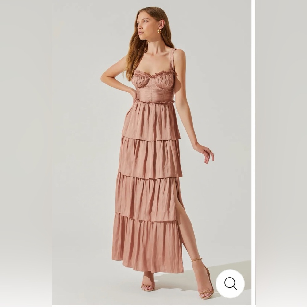 ASTR the Label Tiered Ruffle Maxi Dress, blush/nude rose